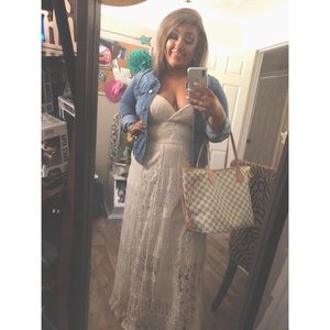 Cream lace overlay maxi dress